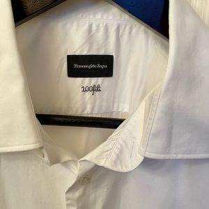 Ermenegildo Zegna White 100fili Men’s Dress Shirt, Regular Fit, Size 42/16.5